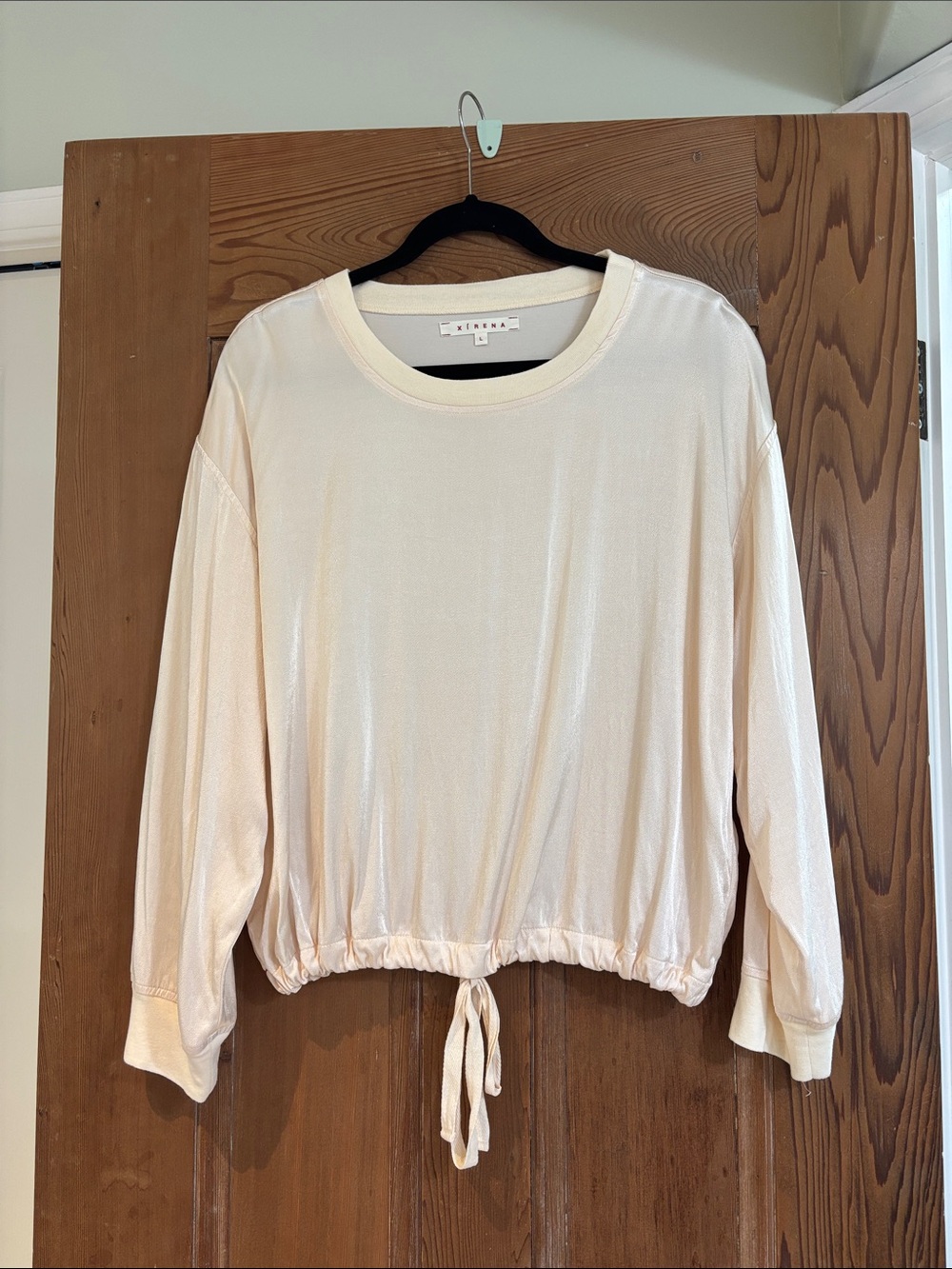 Xirena Cream/Peach Tone Drawstring Pullover Top Size Large